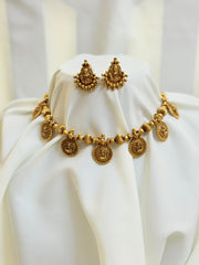 Premium Lakshmi Coin With Golden Bead Necklace