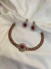 Premium Royal Ruby CZ Stone Necklace