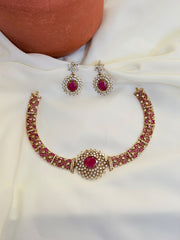 Premium Royal Ruby CZ Stone Necklace