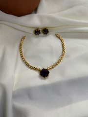 Premium Violet AD Stone Necklace With Studs