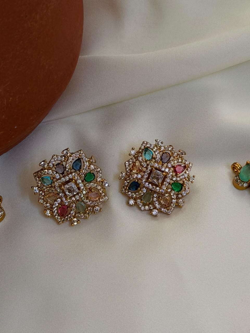 Premium AD Stone Navaratna Necklace