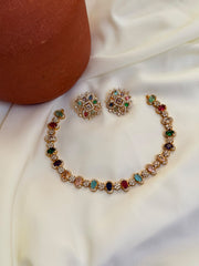 Premium AD Stone Navaratna Necklace