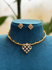 Floral Detachable Locket CZ Stone Hasli Necklace