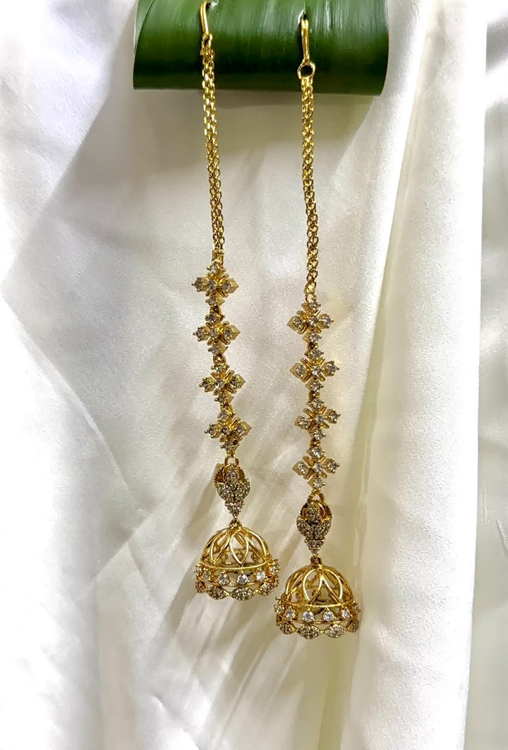 CZ Detachable Jhumka And Ear Chain