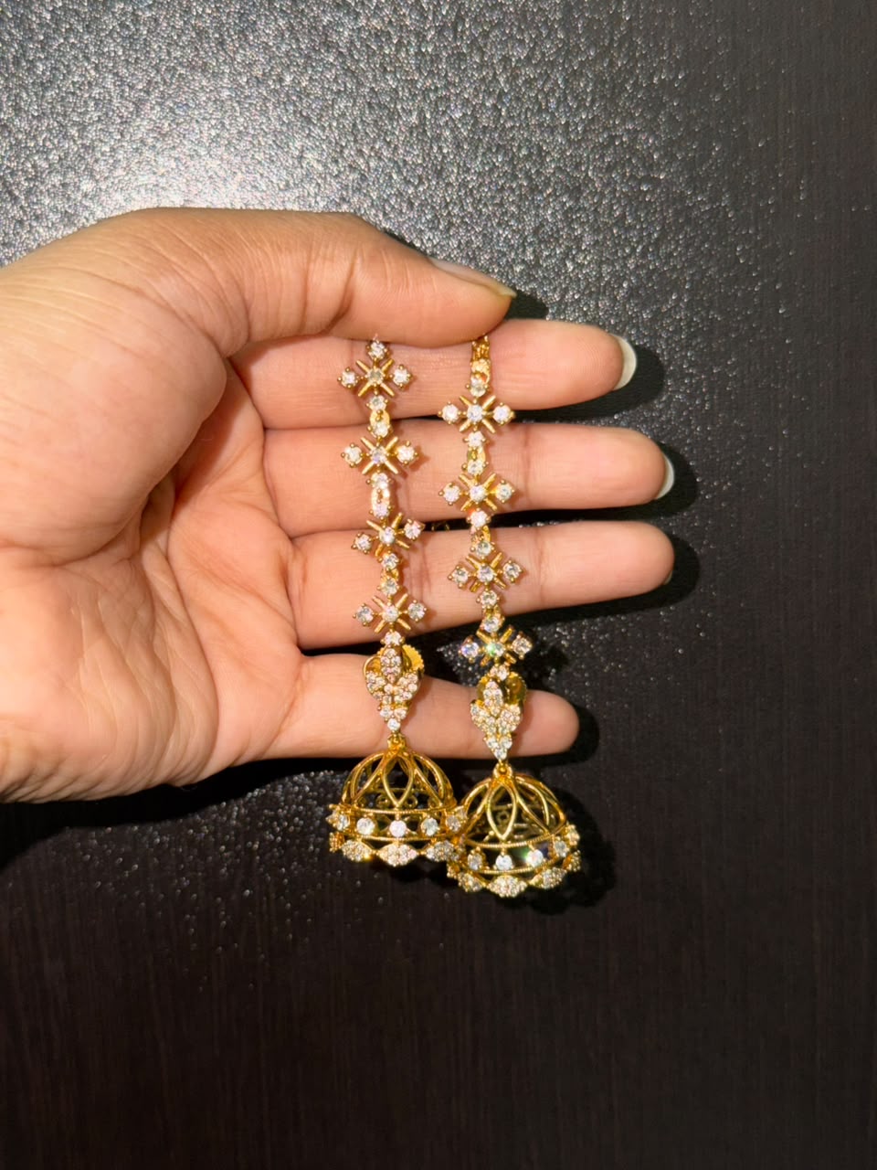 CZ Detachable Jhumka And Ear Chain