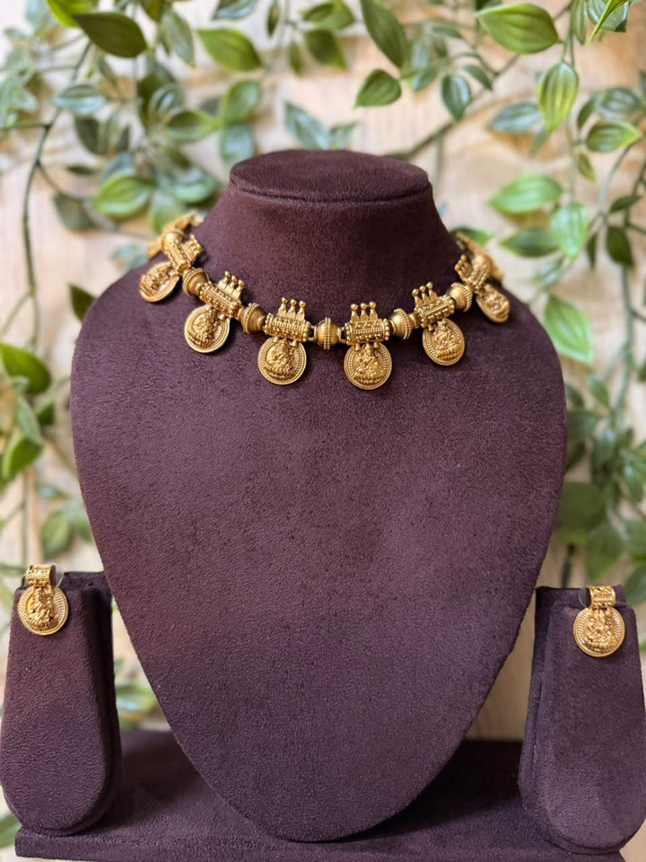 Matte Gold Kasu Mala Jewellery Set