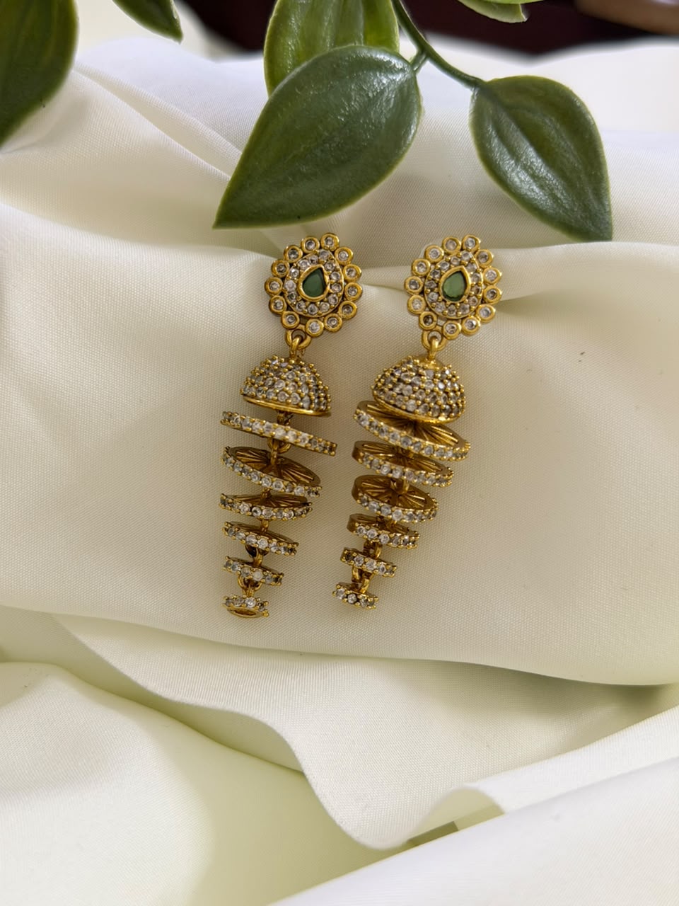 Shanghini Green Stone Earrings