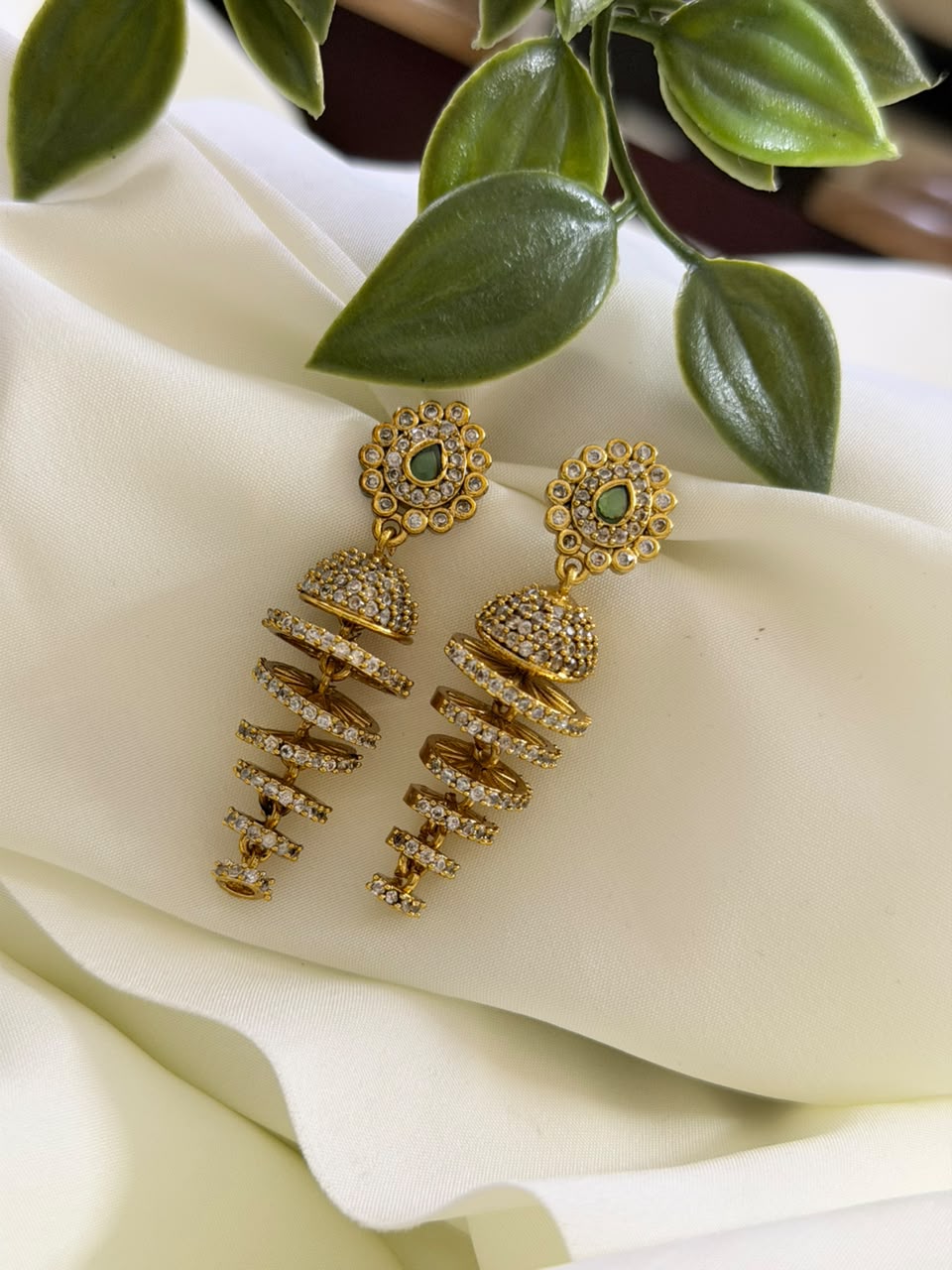 Shanghini Green Stone Earrings