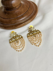Layered Pearl Earring with Kemp Stones — WHITE