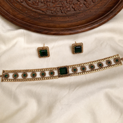 Antique Square AD Stone Choker — Green