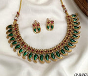 Traditional Enamel Palakka Necklace With Earrings