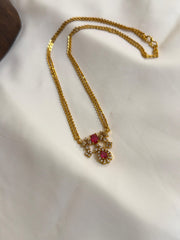 Ruby CZ Stone Pendant With Chain