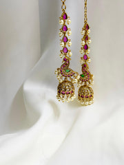Peacock Jhumka With Ear Chain