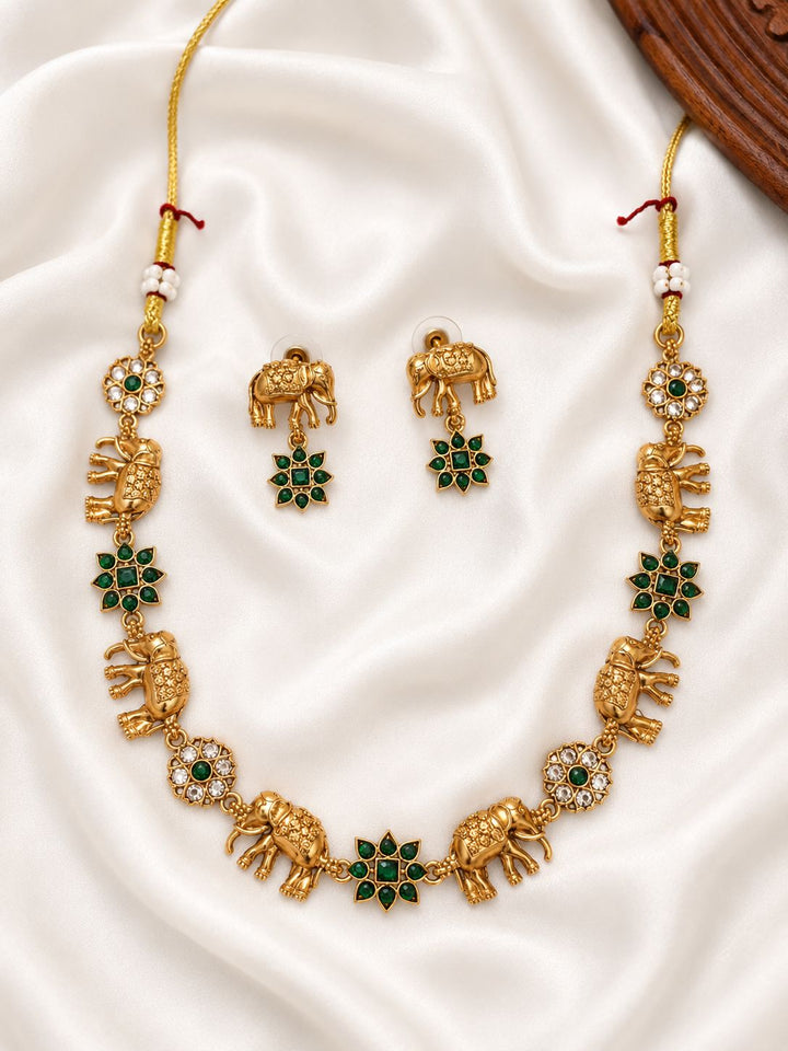 Elephant Floral Neckpiece — Green