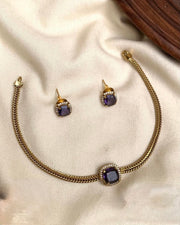 AD Stone Short Choker — Purple