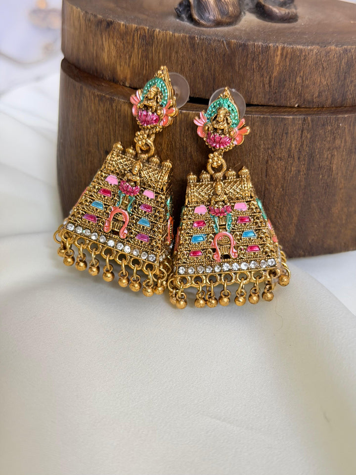 Gopuram Meenakari Jhumka