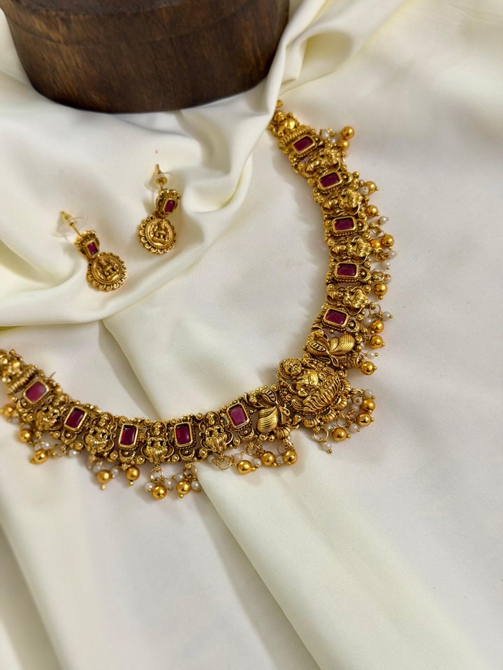 Lakshmi Antique Necklace With Ruby Stones