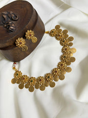 Golden Flower Coin Necklace