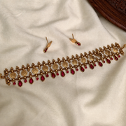 Tear Drop Coin Choker — Ruby