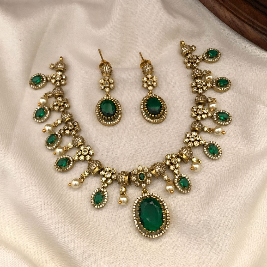Premium Victorian AD Necklace — GREEN