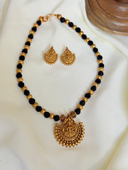 Velvet Bead Lakshmi Mala — Black