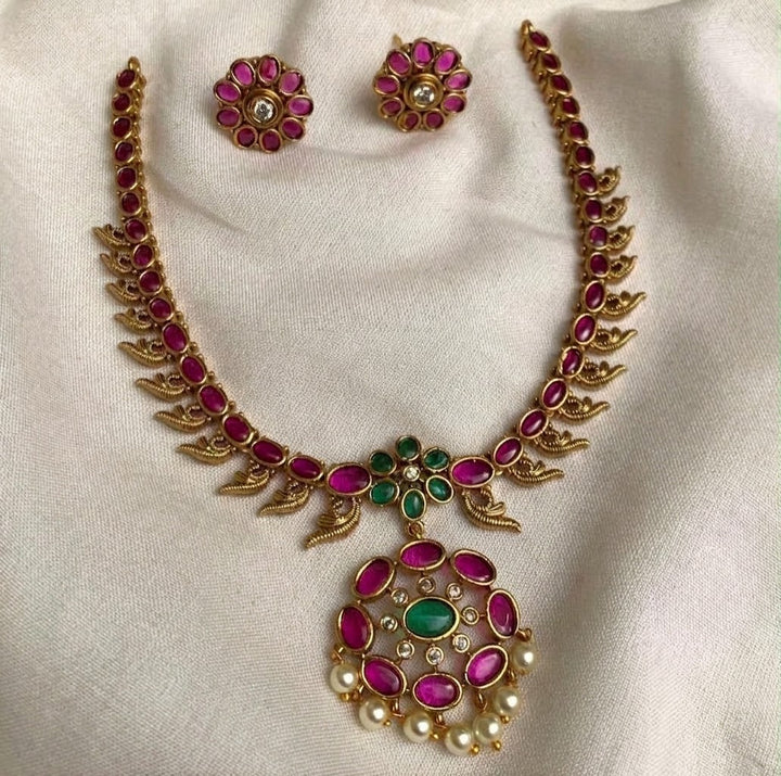 Premium Kemp Pink & Green Necklace