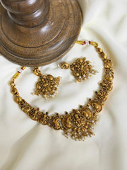Lakshmi Peacock Temple Necklace — White