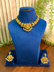 Lakshmi Peacock Temple Necklace — Green and White