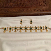 Floral Coin Choker — Green