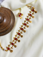 Floral Coin Choker — Red