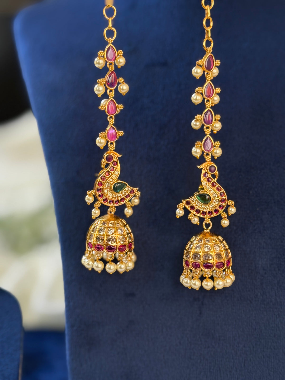 Premium Peacock Jhumka With Ear Chain