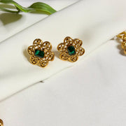 Floral Necklace with Glossy Stones
