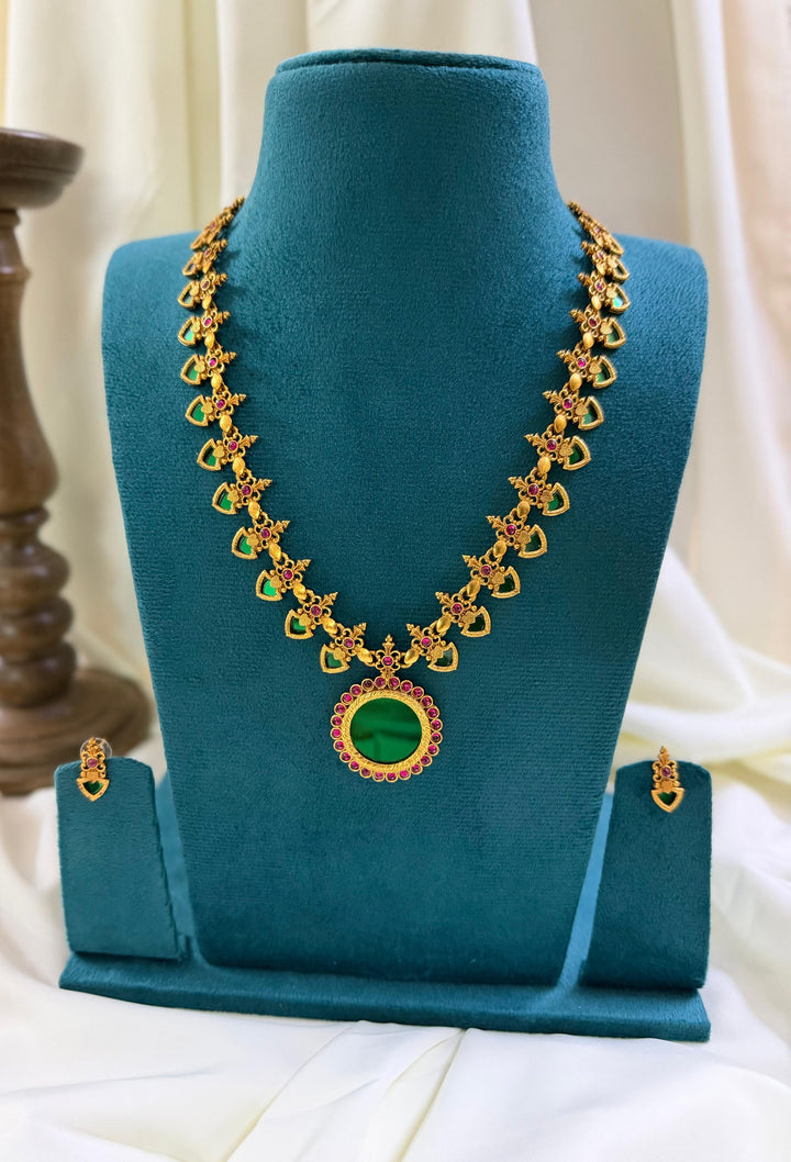 Palakka Traditional Haram With Mirror Pendant