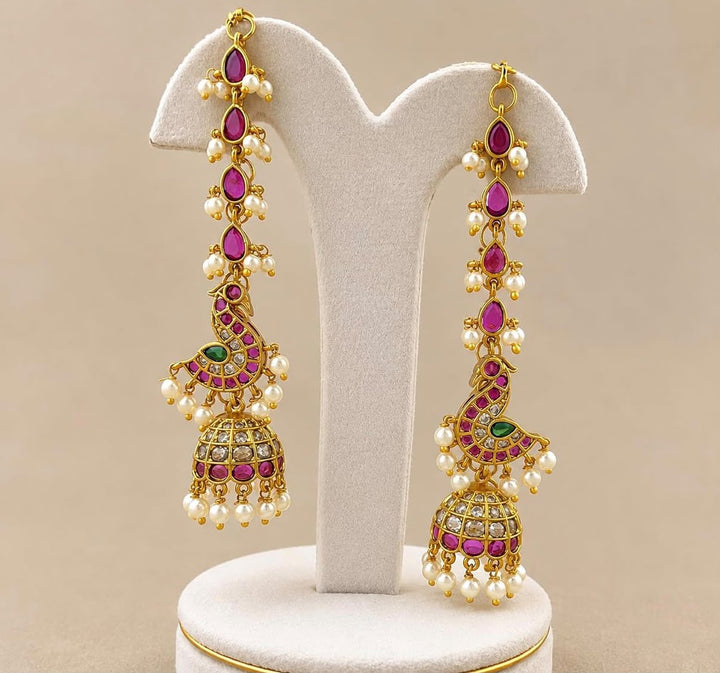 Peacock Jhumka With Ear Chain